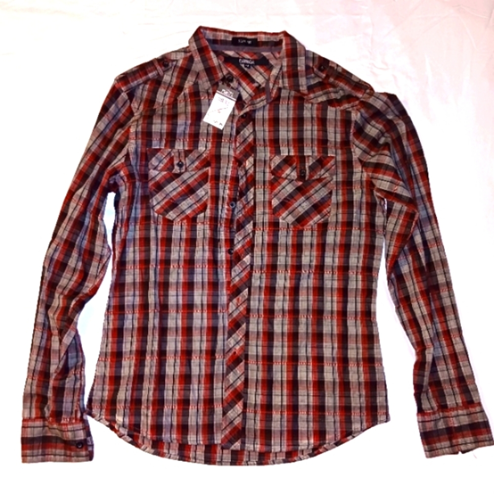 Carbon Western Plaid Long Sleeve Button Down Shirt M